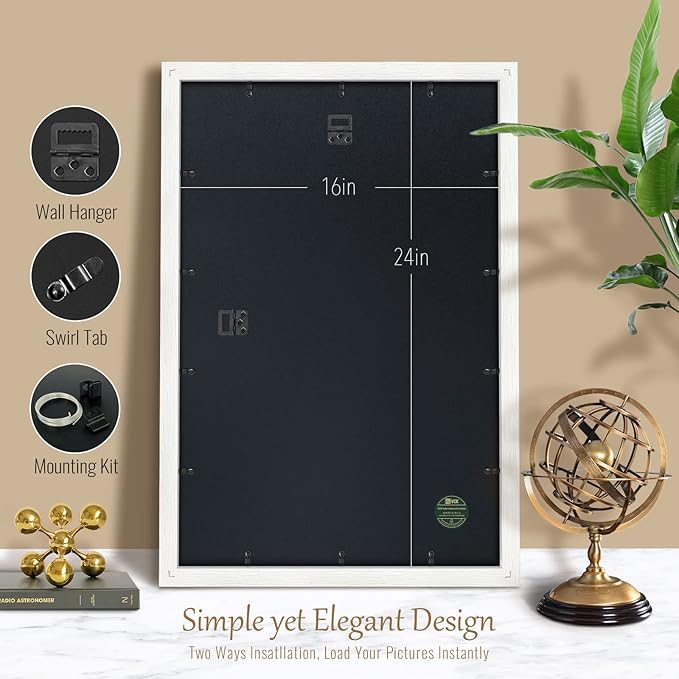 VCK 16x24 Poster Frame Set of 4 - White, Gallery-Quality Wood Picture Frames, 1.1-Inch Wide Border, Polished Plexiglass, Vertical or Horizontal Wall Display for Photo/Art/Prints, White