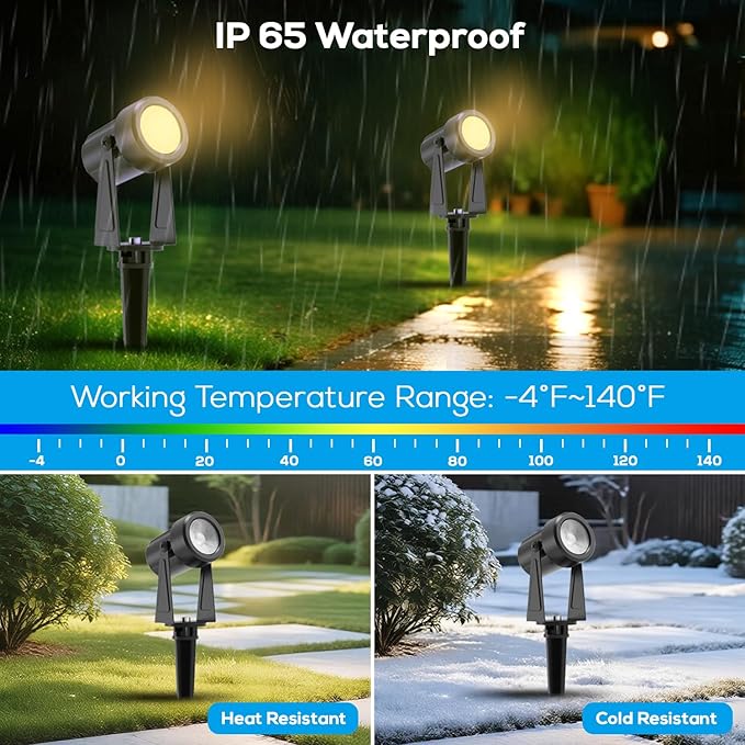 ZYAN Low Voltage Landscape Spotlights LED Landscape Lighting with Sensor, IP65 Waterproof Outdoor Lights for Yard Garden Pathway, Plant Tree Spoltights Dimmable with Timer, Auto ON/Off (6 Pack)