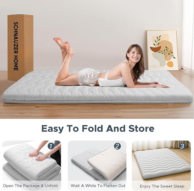 Japanese Floor Mattress, 100% High Density Comfortable Foam, 4" Thicken Foldable Mattress Tatami Mat Sleeping Pad, Ideal for Comfort and Support, Kids Floor Lounger Pillow Bed Sofa (Full)