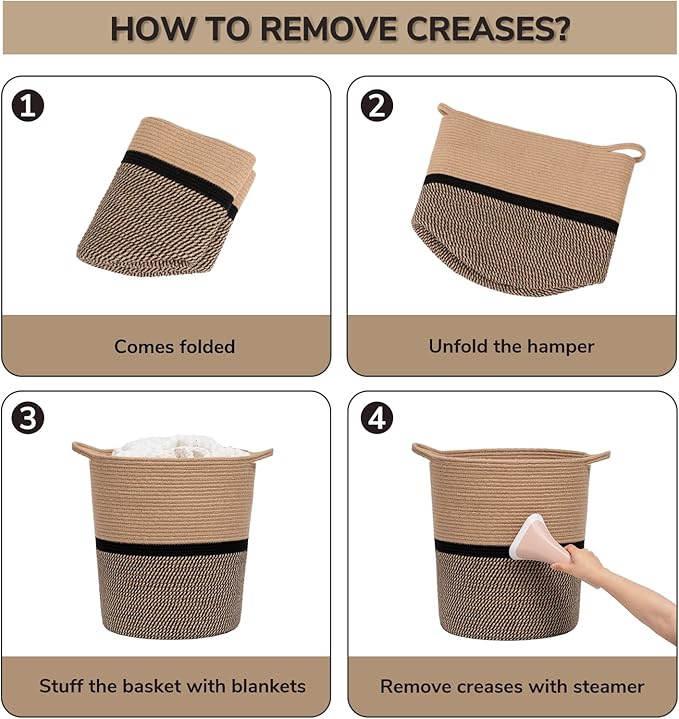 INDRESSME Wicker Laundry Hamper Tall Laundry Basket for Blankets, Clothes, Toys, Woven Storage Baskets for Living Room, Wicker Basket for Gifts, 17.8" x 15.8" x 13.8"