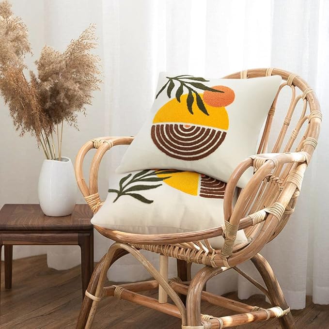 Merrycolor Abstract Boho Sun Throw Pillow Covers 18x18 Mid Century Modern Pillow Covers Boho Pillows Decorative Throw Pillow Case Minimalist Bohemian Aesthetic Pillow Covers for Bed Couch Home,1PC