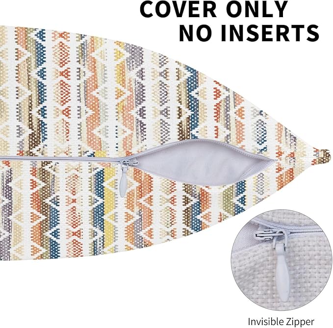 Colorful Boho Geometric Abstract Striped Throw Pillow Covers 18x18 Inch Set of 2 Modern Bohemia Decor Pillows Cover Farmhouse Cushion Case of Sofa Living Room Bedroom