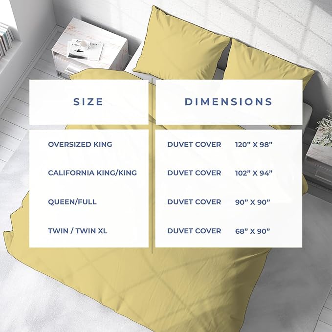 Kotton Culture 600 Thread Count 100% Egyptian Cotton 3 Piece Duvet Cover Set - Breathable All Season Comforter Cover with Zipper Closure & Corner Ties Sateen Weave (Sunshine Yellow, Oversizes King)