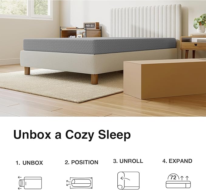 Novilla Queen Mattress 8 Inch, Queen Memory Foam Mattress for Cool Night Sleep & Pressure Relief, Thermally Balanced Foam Mattresses for Enhanced Support & Breathability, Bed Mattresses in a Box