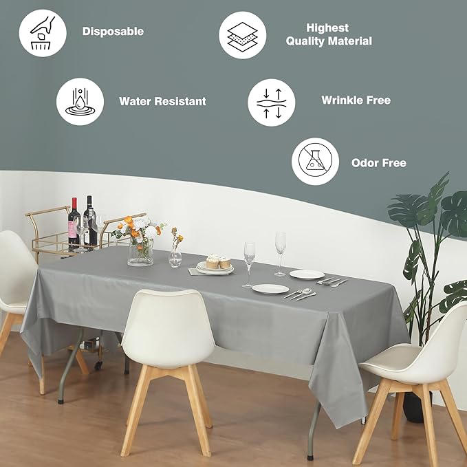 Craft And Party, Silver Plastic Table Cover Roll - 40in X 100 feet Heavy Duty Plastic Banquet Table Cover Roll. (Silver)