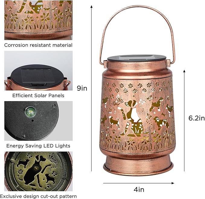 Styleonme Dog Lover Solar Light, Mother's Day Lantern Gift for Mom Grandma Women Sister, Hanging Image Dogs Lanterns, Yard Corridor Garden Decor, Thanksgiving Day, Birthday Gifts