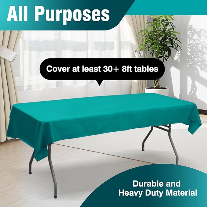 Craft And Party Hunter Green Plastic Table Cover Roll, 40Inch X 300Feet Disposable Plastic Tablecloth, Banquet Rectangle Tablecover Roll