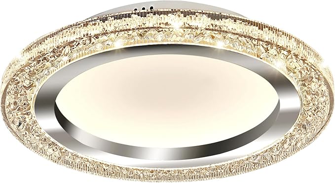 UOFUS 28W LED Flush Mount Ceiling Light Chrome 12inch Modern Round Ceiling Light Fixture 3000K-6000K Super Bright Circle Ceiling Lamp for Bedroom Kitchen Dining Room Entryway Hallway Foyer