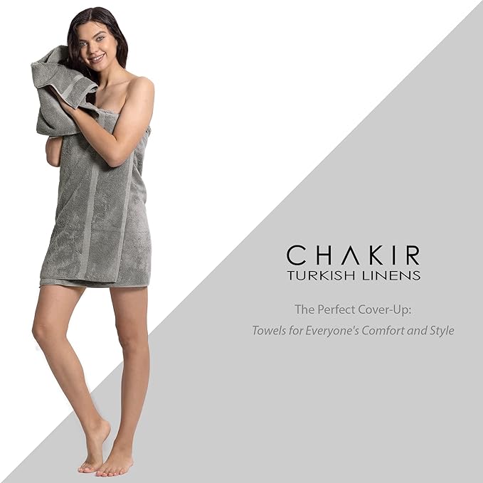 Chakir Turkish Linens Premium Cotton Absorbent Turkish Towels (8-Piece Towel Set, Gray)