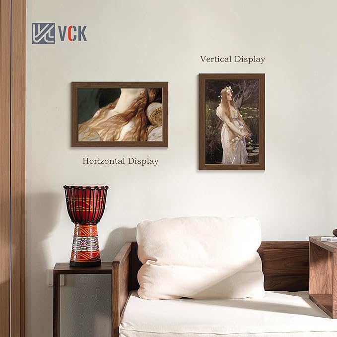 VCK 11x17 Picture Frame Set of 4 - Brown, Gallery-Quality Wood Poster Frames, 1.1-Inch Wide Border, Polished Plexiglass, Vertical or Horizontal Wall Display for Photo/Art/Prints, Brown