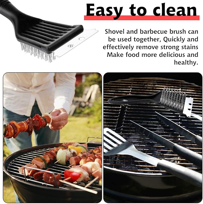 9 Pieces Grill Brush and Scraper Stainless Steel Wire Grill Brush Extra Strong BBQ Cleaner Accessories Heavy Duty Barbecue Grill Cleaning Brush Cleaner (8 Inch)