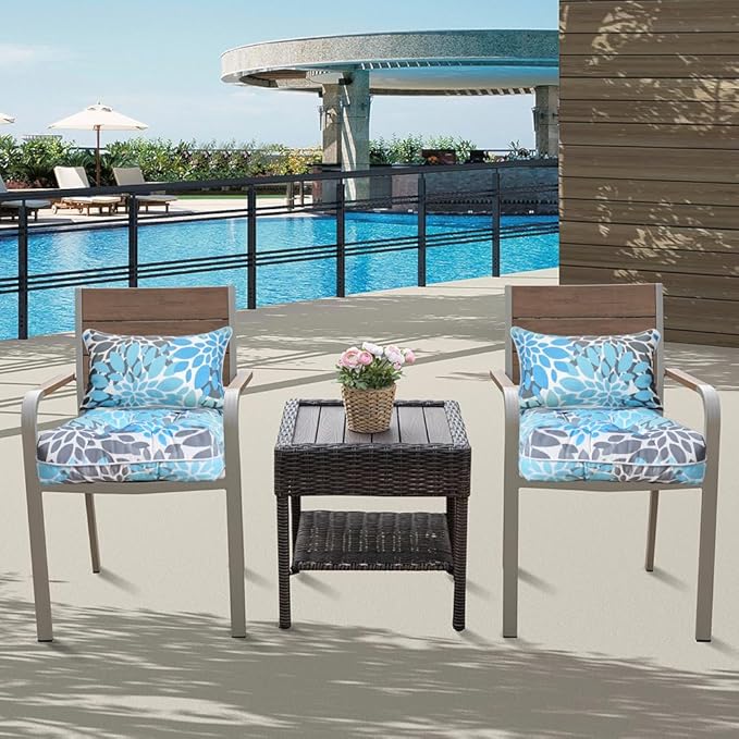 JMGBird Outdoor Chair Cushions, Pack of 2 Patio Seat/Back Cushions 19" x 19" with Ties for Patio Furniture Chairs Home Garden Decoration