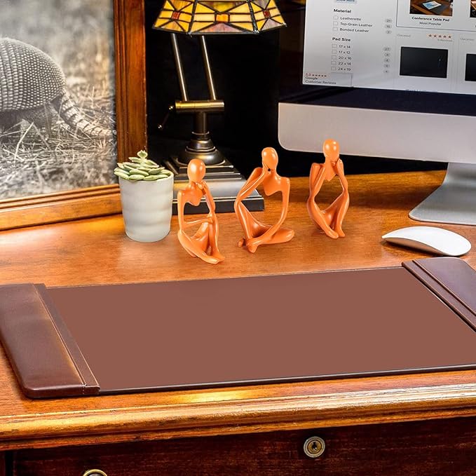 Thinker Statue Gold Decor Abstract Art Sculpture, Golden Resin Collectible Figurines for Home Living Room Office Shelf Decoration,Great Gifts Ideas (Orange)