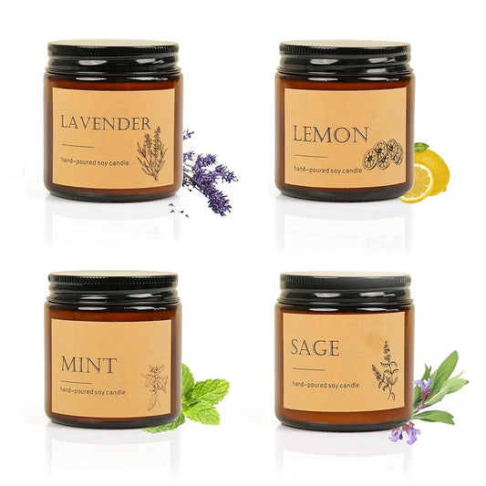 4 Count Winter Fall Candle Set, Home Scented Candles, Stress Reducing Candle Gift Set, Holiday Celebration for Ladies, Birthday, Valentine's Day, Christmas, 4 oz.