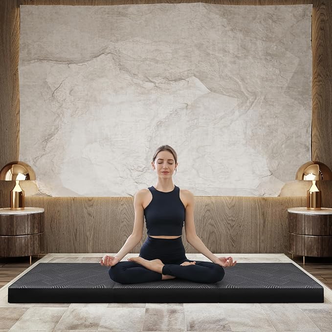 Vamcheer Tri Folding Mattress Full Size - 6 Inch Foldable Mattress Portable Tri-fold Memory Foam Mat, Handle & Non-Slip Bottom with Washable Cover for Travel RV Camping Guest, 73"x52"x6", Grey