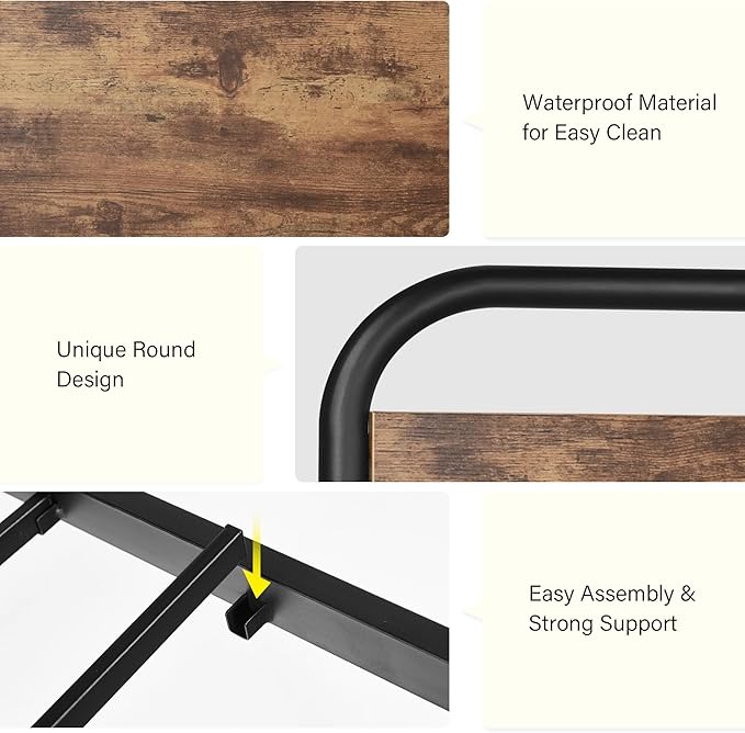 Catrimown Full Size Bed Frame, Heavy Duty Metal Rustic Platform Bed Frame with LED Wood Headboard and Footboard, Wooden Platform Bed Frame with Under Bed Storage, No Box Spring Needed, Rustic Brown