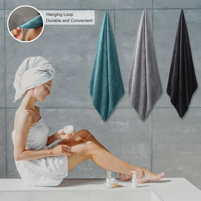 8 Piece Extra Large Bath Towels Set,2 Oversized 35"x70" Bath Towel Sheets,2 Hand Towels and 4 Washcloths 600 GSM Highly Absorbent Quick Dry Towels Set for Bathroom Hotel Turquoise