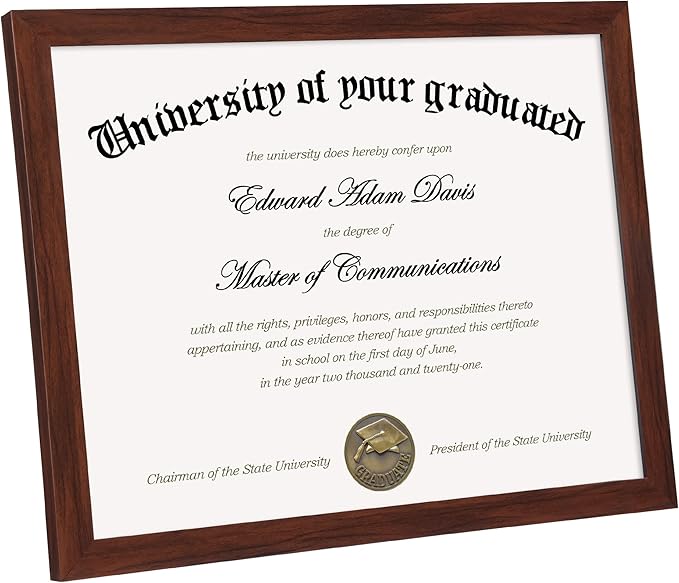 upsimples Certificate Frame with High Definition Glass, 8.5 by 11 Picture Diploma Document Frames for Wall and Tabletop, Mahogany 5 Pack