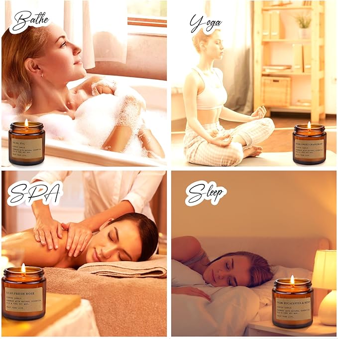 Candles for Home Scented,8 Pack Aromatherapy Jar Candle Gifts for Women, Natural Soy Wax Amber Candle Set, Scented Candles Set for Birthday Valentine Mother's Christmas Day Present