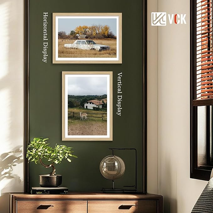 VCK 20x28 Picture Frame Set of 4 - Oak, Gallery-Quality Wood Poster Frames, 1.1-Inch Wide Border, Polished Plexiglass, Vertical or Horizontal Wall Display for Photo/Art/Prints, Natural Oak