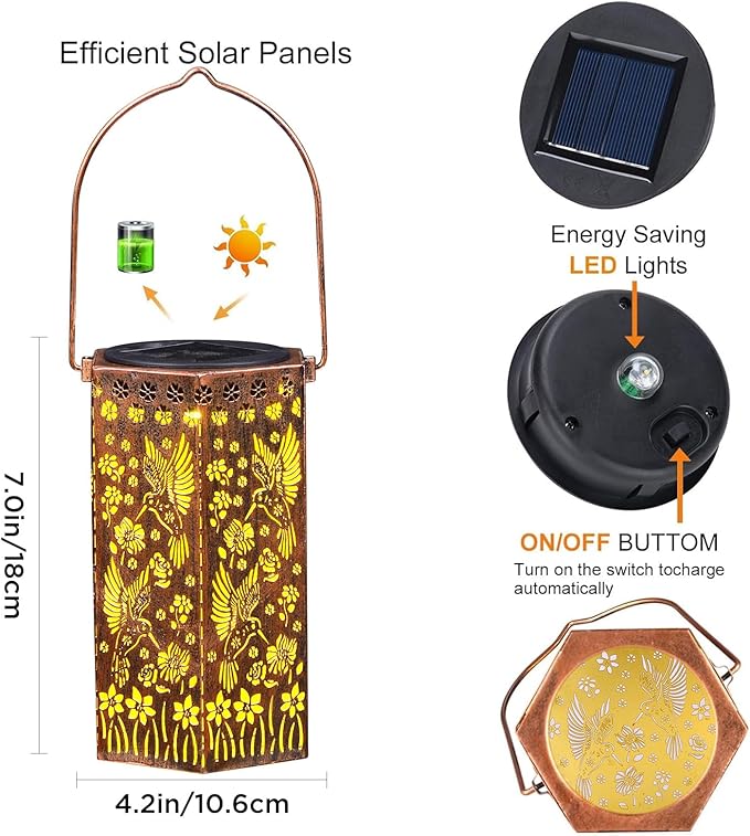 Styleonme Hummingbird Lover Solar Light, Mother's Day Lantern Gift for Mom Grandma Women Sister, Hanging Image Hummingbirds Lanterns, Yard Corridor Garden Decor, Thanksgiving Day, Birthday Gifts