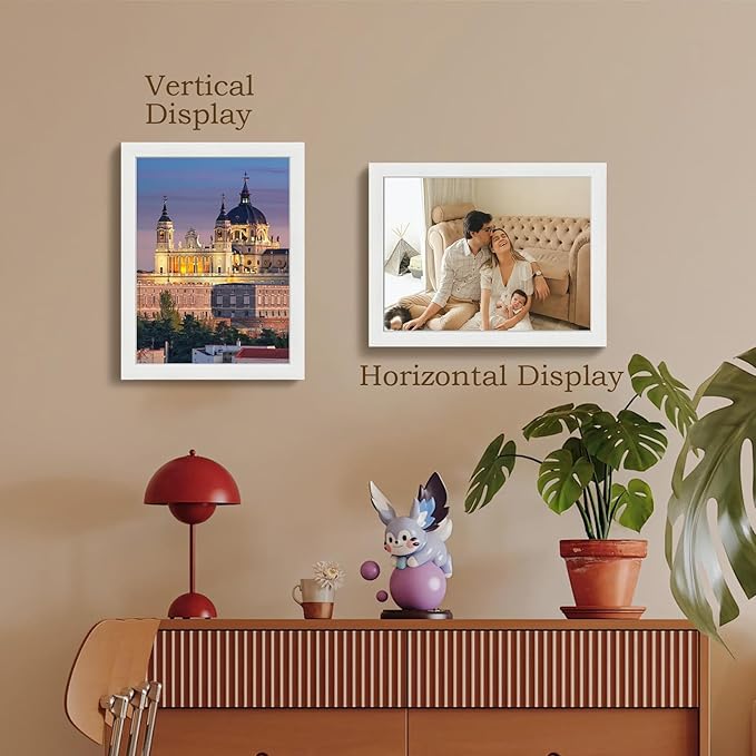 VCK 11x14 Picture Frame Set of 4 - White, Gallery-Quality Wood Poster Frames, 1.1-Inch Wide Border, Polished Plexiglass, Vertical or Horizontal Wall & Tabletop Display for Photo/Art/Prints, White