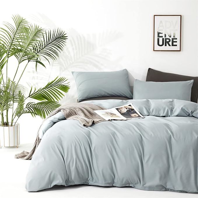 Light Blue Comforter Full Set – Fog Blue Comforter Cloud-Like Comfort Lightweight & Breathable 3-Piece Bedding Set Size Wrinkle-Resistant & Machine Washable