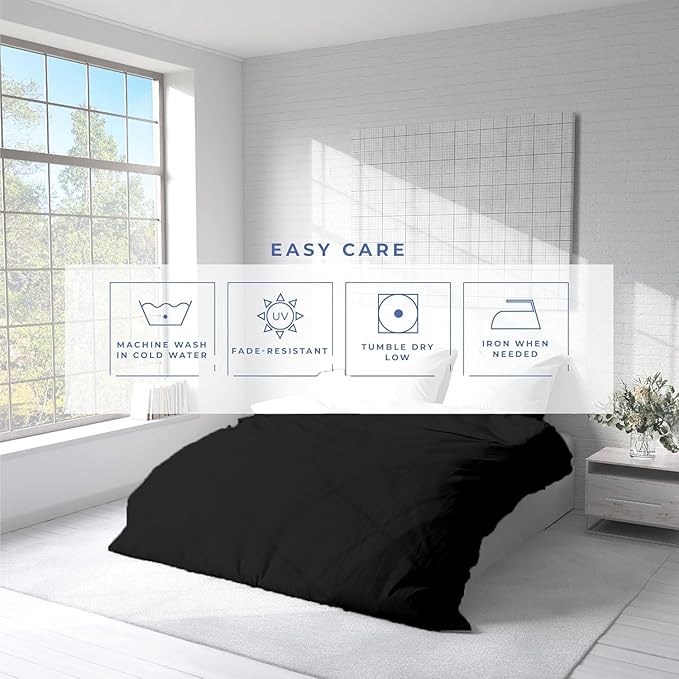 Kotton Culture 120"x120" 3 Pc Super King Plus/Super Oversize King Duvet Cover Set 100% Egyptian Cotton - 600 TC Comforter Cover, Zipper Closure & Corner Ties - Fits Only Extra Large Inserts - Black