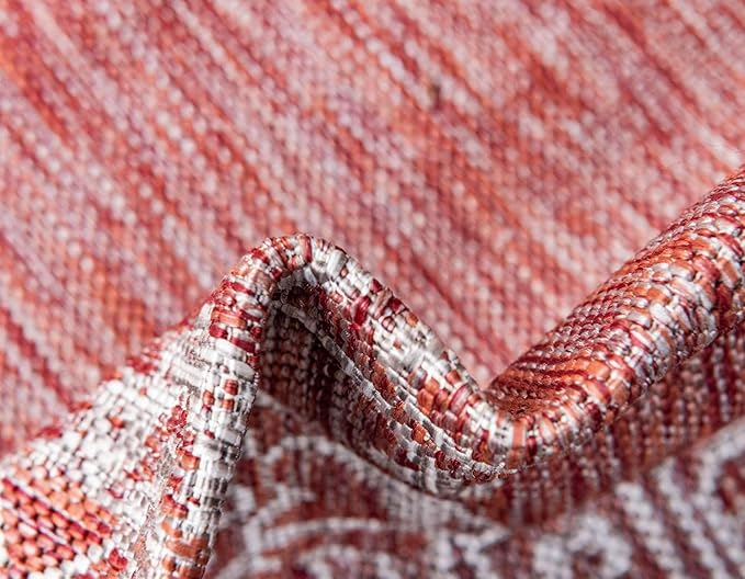 Unique Loom Outdoor Traditional Collection Area Rug - Antique (5' 1" x 8' Rectangle, Rust Red/ Gray)