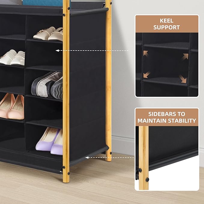 STORAGE MANIAC Shoe Cubby Organizer, Free Standing Shoe Cube Rack for Entryway, Bedroom, Apartment, Closet, Bamboo