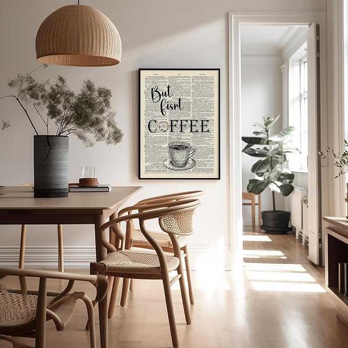 Poster Master Dictionary Art Poster - But First Coffee Print - Cafe Art - Gift for Men, Women, Coffee Lovers & Barista - Funny Decor for Kitchen, Restaurant or Dining Room - 16x20 UNFRAMED Wall Art
