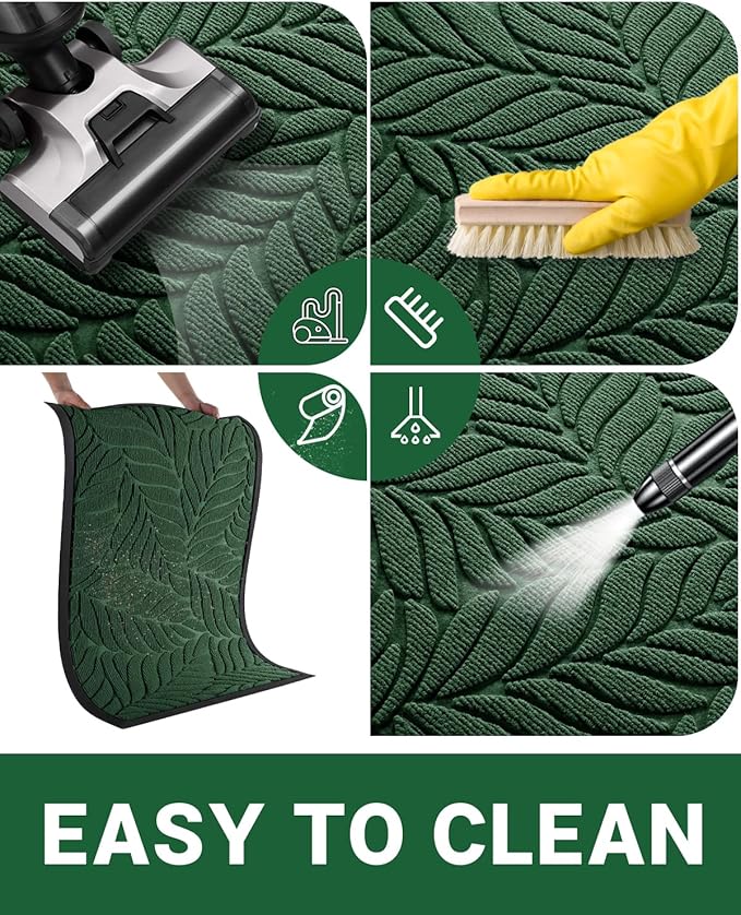 Yimobra Spring Door Mat, All-Season Waterproof Indoor Outdoor Welcome Mats for Front Door, All-Weather Non-Slip Doormat, Low Profile, Patio Porch, 29.5x17, Green
