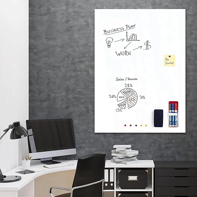 Magnetic Whiteboard Contact Paper, 24" x 39" Stick on Magnetic Dry Erase White Board Sticker on Wall, Easy to Write for Kids Drawing, School, Office, Kitchen Fridge