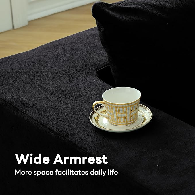 Vamcheer Modular Sectional Sofa - Modern L Shaped Boneless Couch with Deep Seat, Upholstered Sectional Couches for Living Room, Bedroom, Office, No Assembly Required, Black