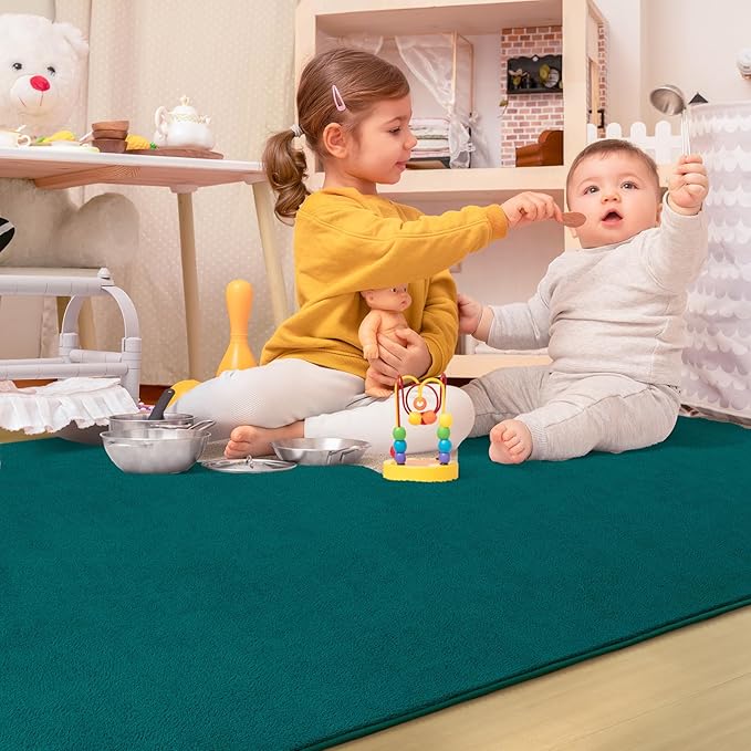 Soft Rugs for Living Room 6x9 Teal Green, Minimalist Area Rug for Bedroom Nursery Dining Table Dorm, Large Throw Rugs for Men Boys Girls Kids Room Indoor Floor Carpets