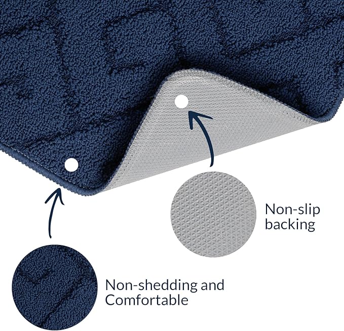 Walensee Indoor Doormat, Front Door Mat for Entrance (36"x59"Navy Blue) Machine Washable Entryway Rug, Non Slip Trapper Door Rugs Absorbent Dirt Low Profile Shoes Scraper Inside Floor Mats