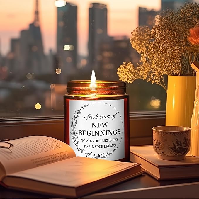 Gifts for New Beginnings - Housewarming New Home Gifts for Women, Men, Friends - House Warming Party Decor - Gift Idea for Retirement, New Job, Coworker Leaving - Lavender Scented Soy Candle