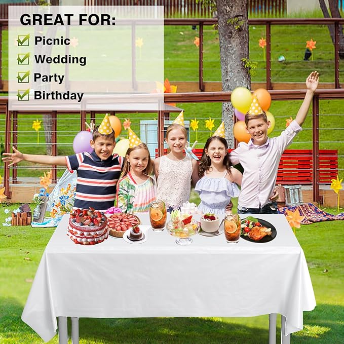 Craft And Party, 3X Thickness, 54 in x 300 feet Plastic Table Cover Roll for Party, 0.5Mil Banquet, Picnic, Kids Activities for Any Size and Shape Table (White, 54" x 300ft)