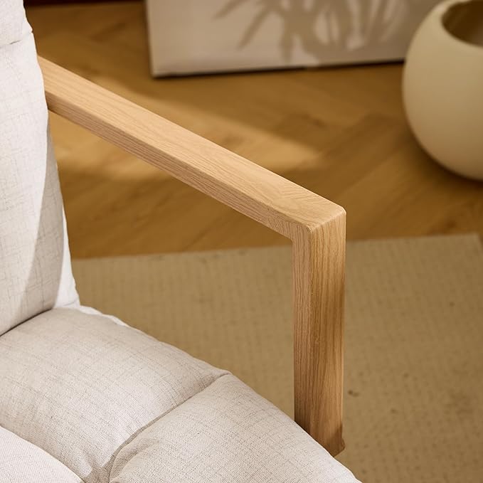 VINGLI Comfy Linen Office Desk Chair with Wheels & Detachable Cushions & Wood-Like Armrests,Swivel Small Computer Task Chair,Adjustable for Girl Makeup Vanity,Teen/Kids Study,Nail Tech,Sewing,White