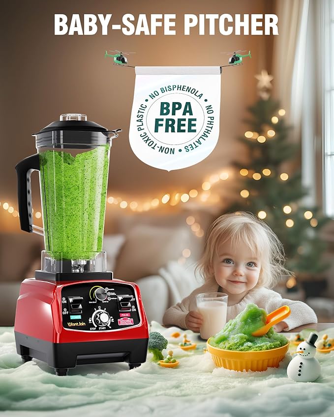 WantJoin Commercial Blender - 68oz Large Capacity Professional Blenders for Kitchen Smoothie Blender w/Powerful 2.5 HP Motor, 15 Speeds, 1-5min Timer, 30000 RPM, High Speed for Catering &Home