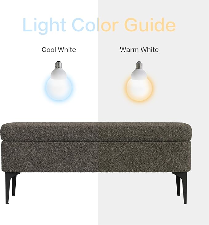 HomePop Upholstered Storage Bench with Metal Leg Home Décor|Bench with Storage for Living Room & Entryway - Dark Brown Boucle