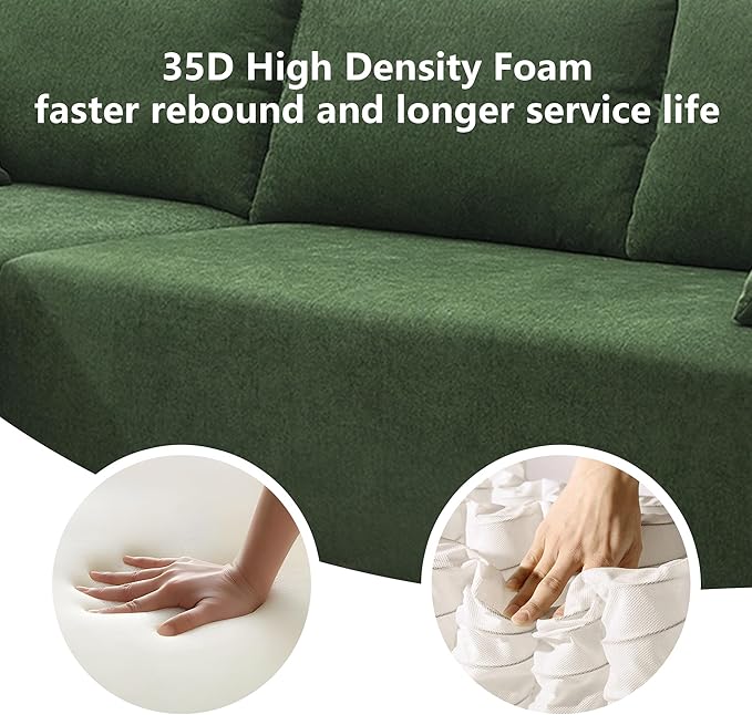 109 X 68'' Sectional Sofa, Chenille Fabric L Shaped Couch, 3 Seat Corner Sofa, Modern Upholstered Couch with 2 Pillow Left Hand Lounge for Living Room, Office