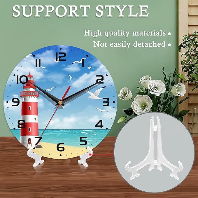 Wall Clocks Battery Operated,Lighthouse Clock for Living Room,Seagull Seaside Decorative Wall Clock for Living Room,Bedroom,Kitchen,10 Inch
