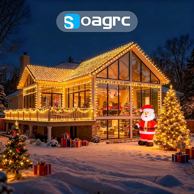 Outdoor Christmas Lights, 800LEDs 262FT Christmas Tree String Lights, IP67 Waterproof 8 Modes Warm White Holiday Lights with Remote for House Yard Xmas Decorations