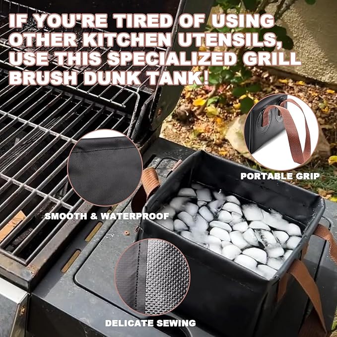 Grill Rescue Brush Dunk Tank for Grillart, Collapsible Grill Brush Dunk Tank for Grillart Grill Brush and Scraper, Scraper Tools for Cast Iron Or Stainless-Steel Grates, Only Dunk Tank