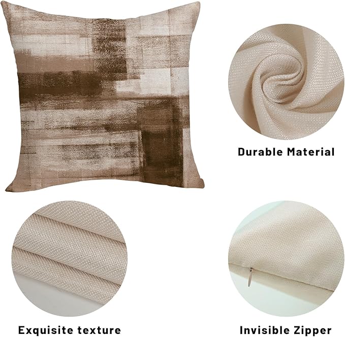 Boho Pillow Covers 18x18 Pack of 2 Brown Art Painting Decorative Throw Pillow Covers Outdoor Decor Bohemian Abstract Modern Decor Pillowcase Farmhouse Cushion Case for Home Sofa Couch