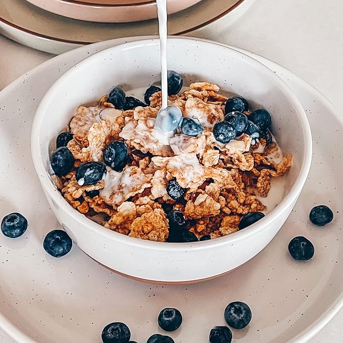 Mora Ceramic Flat Bowls Set of 4-25 oz- For Soup, Salad, Rice, Cereal, Breakfast, Dinner, Serving, Oatmeal, etc - Microwave, Dishwasher and Oven Safe Porcelain Bowl for Eating and Kitchen - Vanilla