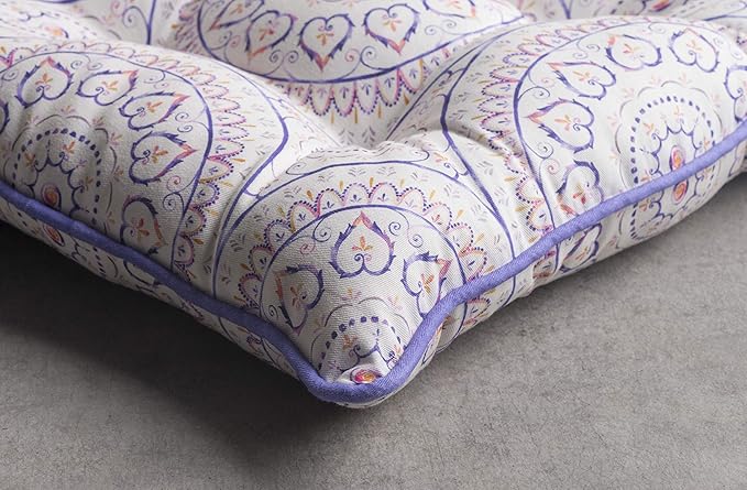 Maison d' Hermine Chair Pads for Dining Chairs Cotton Outer Fabric and Poly Filling 16"x16" Patio Seat Cushions for Furniture with Ties Home Chair Party Hall Farmhouse (Mandala, Pack of 2)