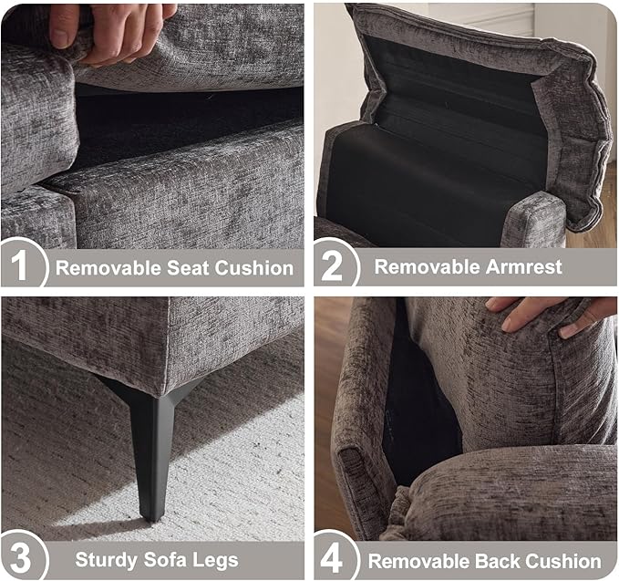 VINGLI 129” Oversized L-Shaped Cloud Sectional Sofa, Memory Foam Couch with Reversible Chaise Lounge, Comfy Couch with Double-Layer Deep Seat Cushions, Modern Sofa for Living Room, Chenille, Grey