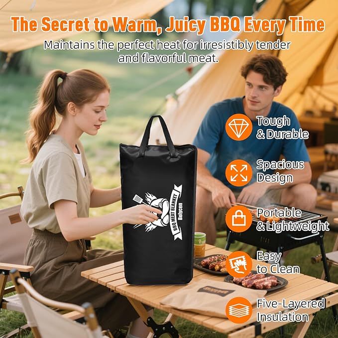 Upgraded BBQ Blanket for Resting Meat,Smoker Accessories Brisket Blanket, Insulated Meat Resting Bag with Wide Mouth for Steaks/Pork Shoulders/Turkeys, BBQ Accessories Grilling Gifts for Men (21inch)